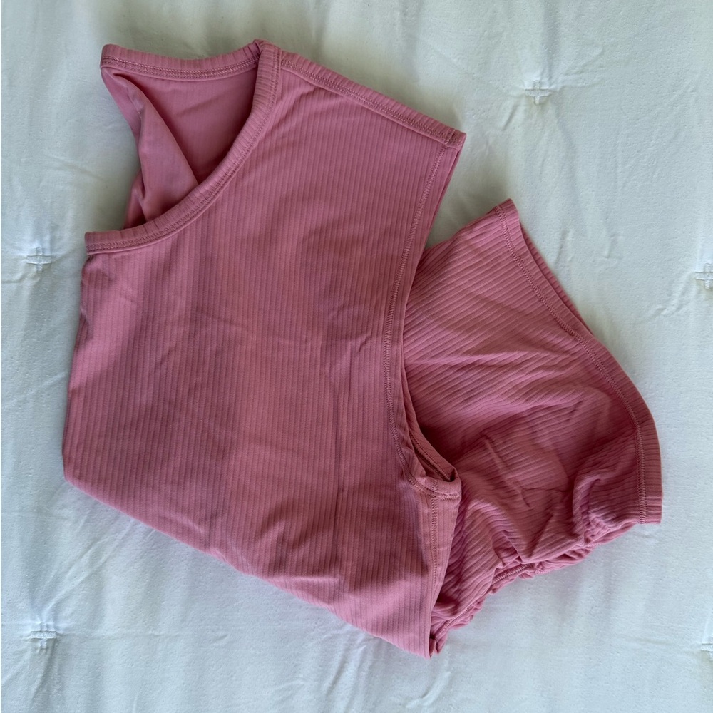 Lululemon All It Takes Twist Back Ribbed Tank Top in Rose Size 12